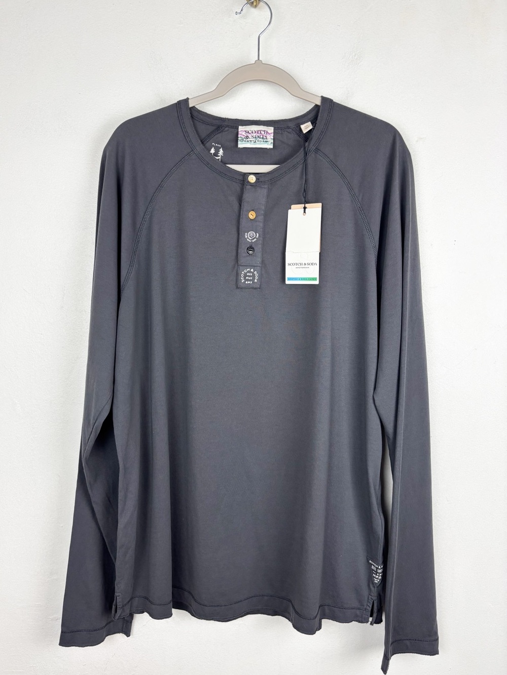 NWT Scotch & Soda Men’s Gray Organic Cotton Long Sleeve Shirt Sz XXL